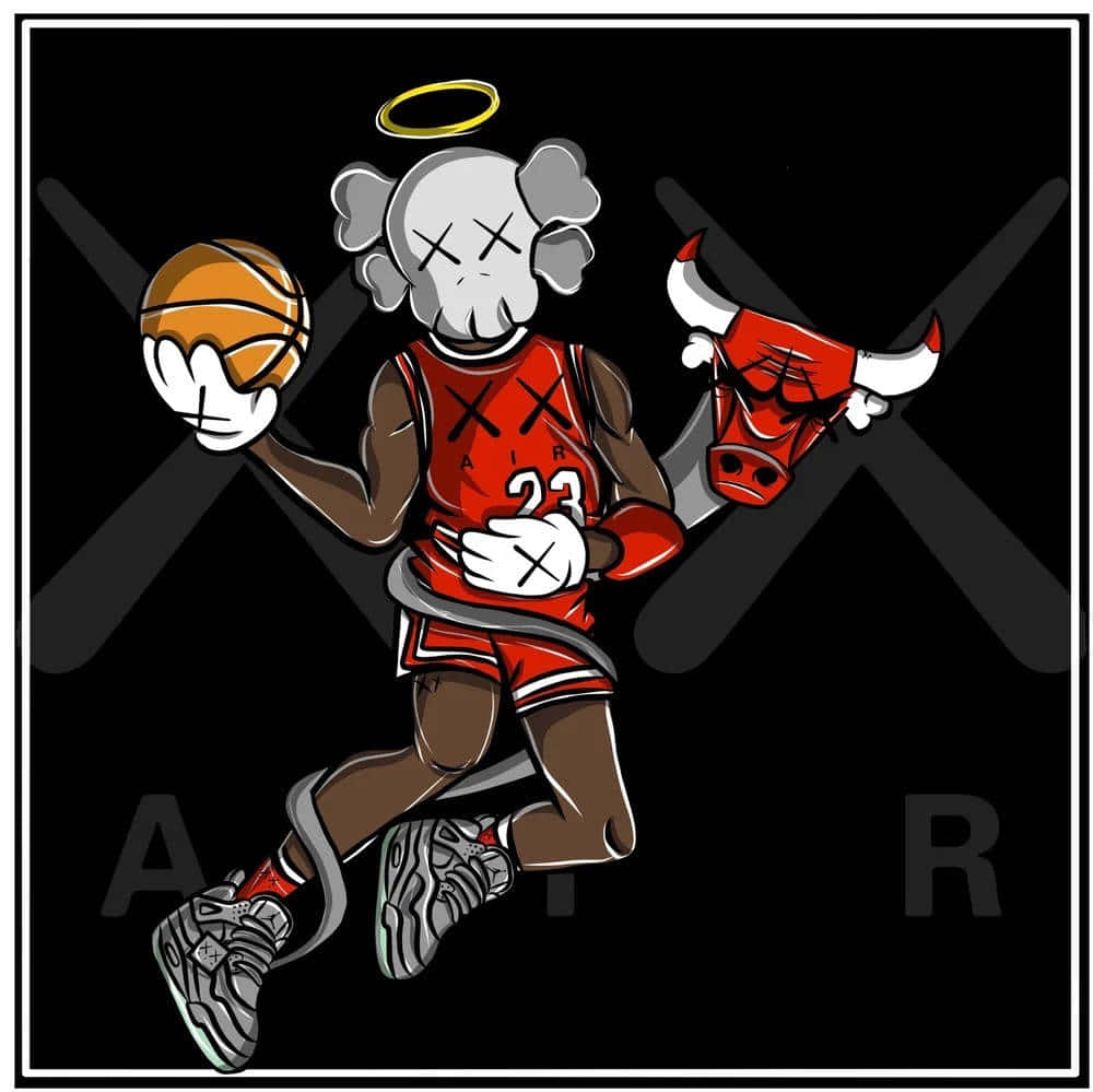 Cool Kaws, basketball player, halo, SD Desktop Wallpaper