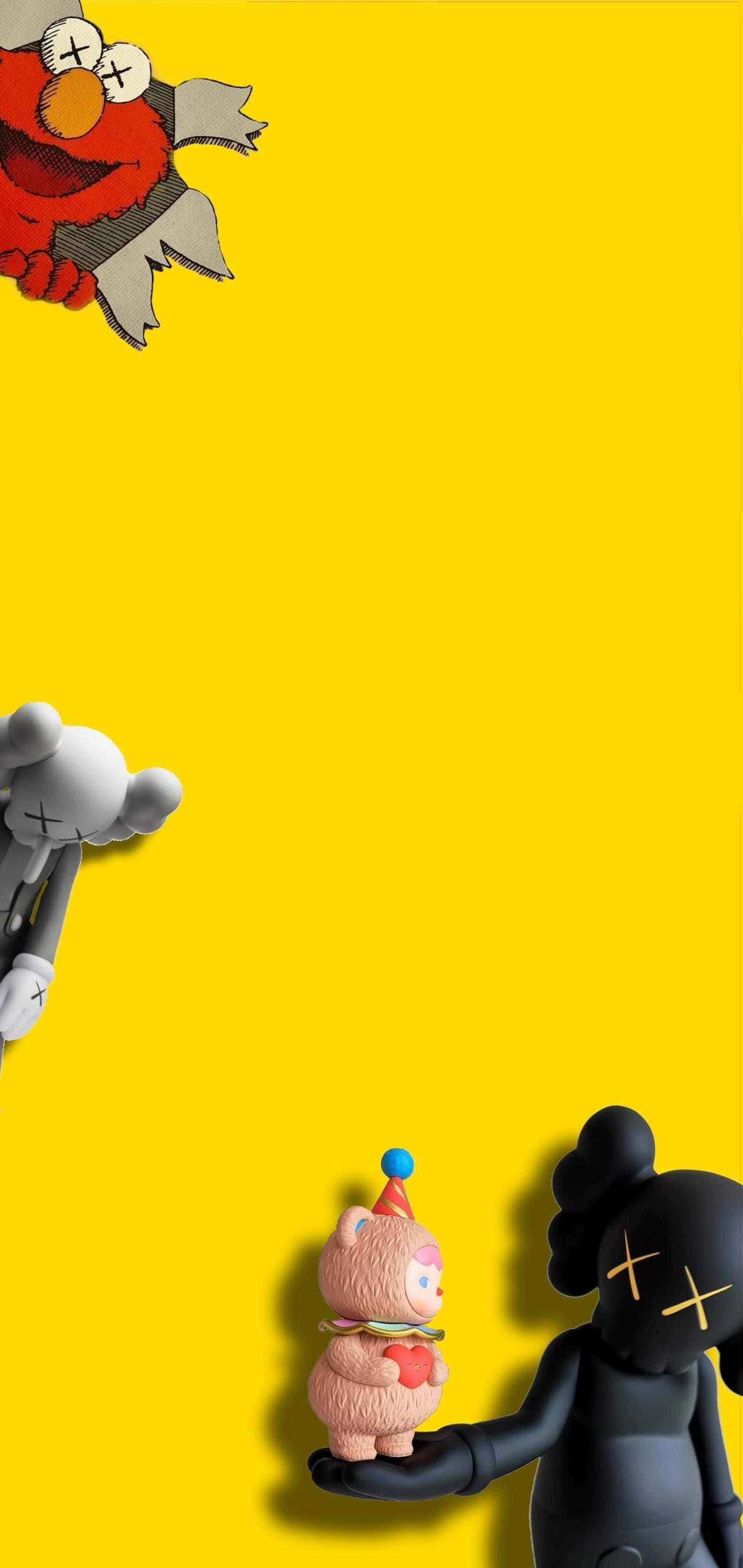 KAWS, American artist and designer, stylized cartoon figures, 2K Phone Wallpaper