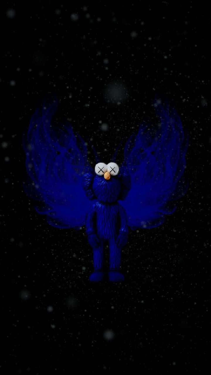 KAWS, blue KAWS character, wings, HD Phone Wallpaper