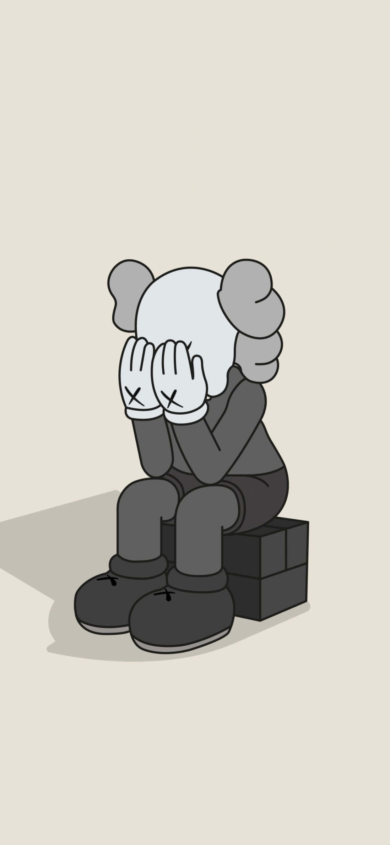 KAWS, gray KAWS character, block, 2K Phone Wallpaper