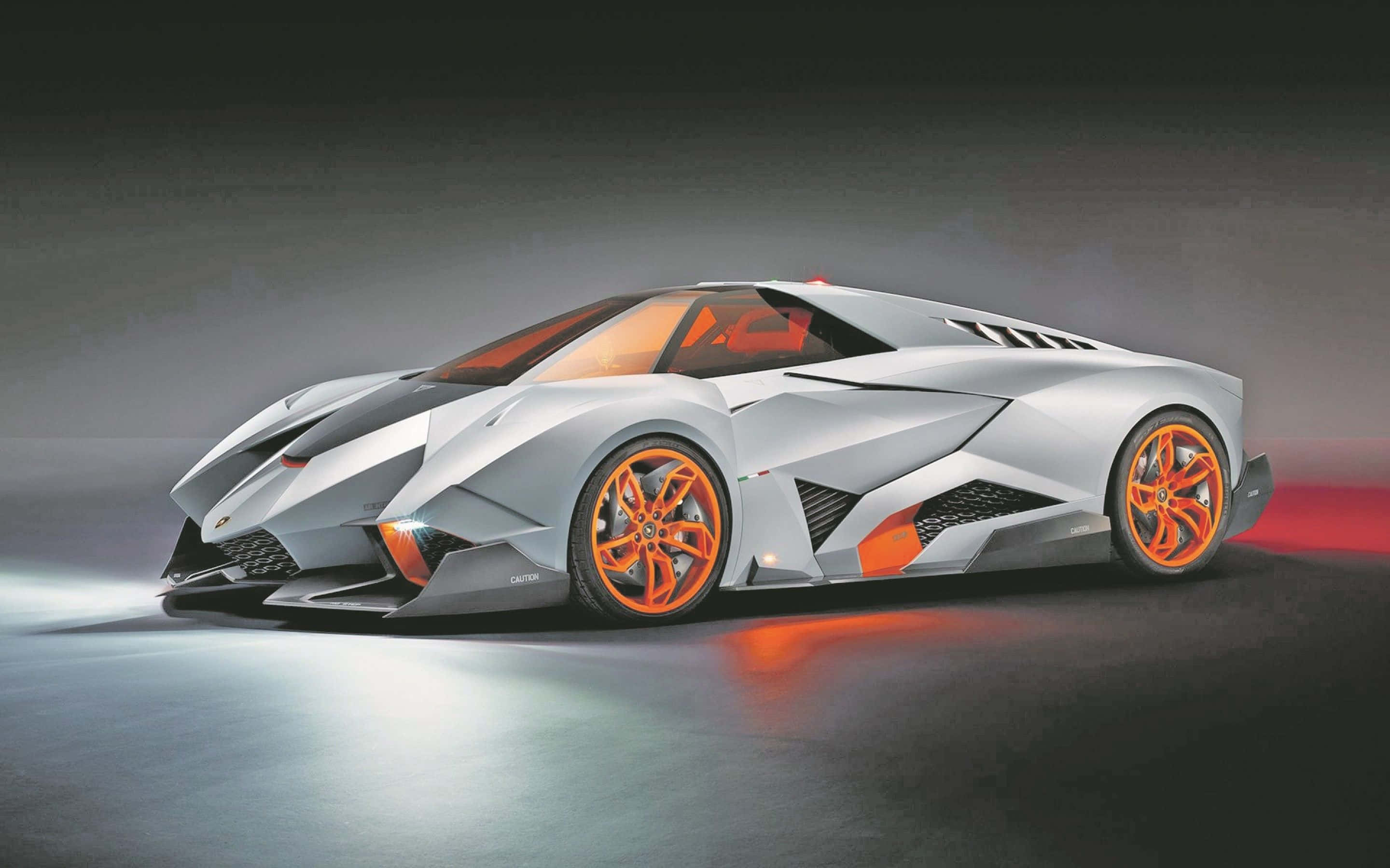 Lamborghini, silver, vibrant orange wheels, 2K Desktop Wallpaper