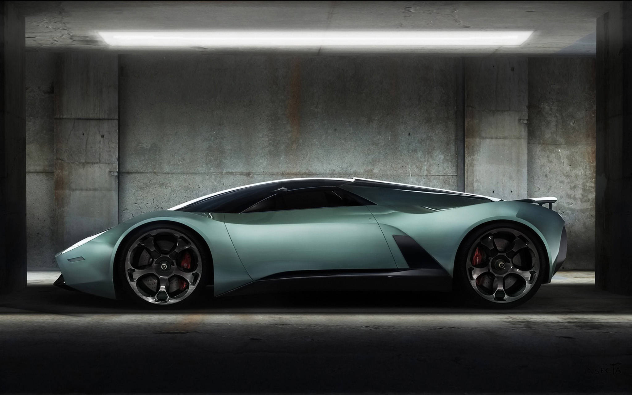 teal lamborghini, mint green sports car, red brake calipers, Full HD Desktop Wallpaper