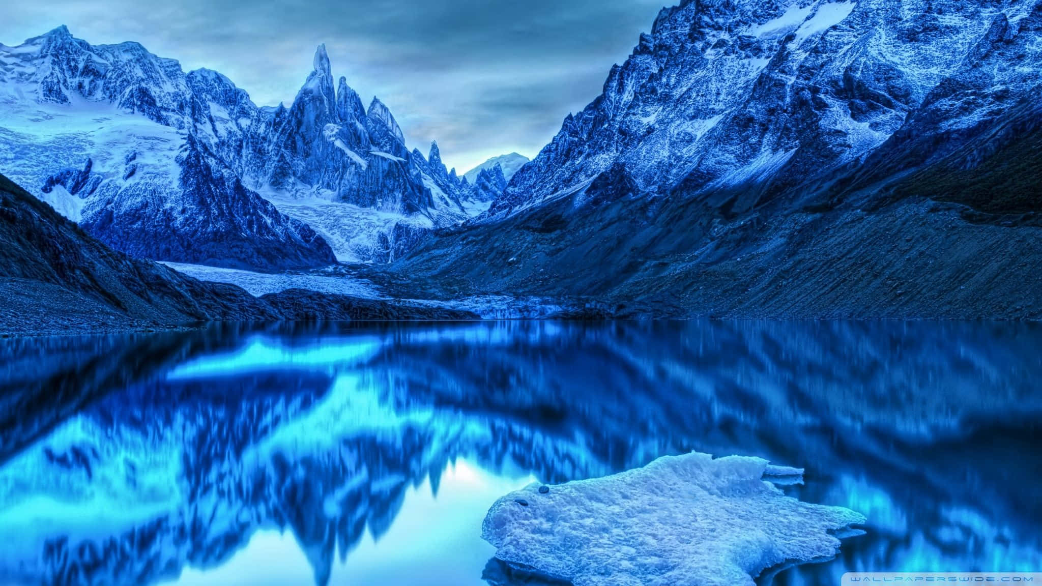 Cool Landscape, alpine lake, snowcapped mountains, Full HD Desktop Wallpaper