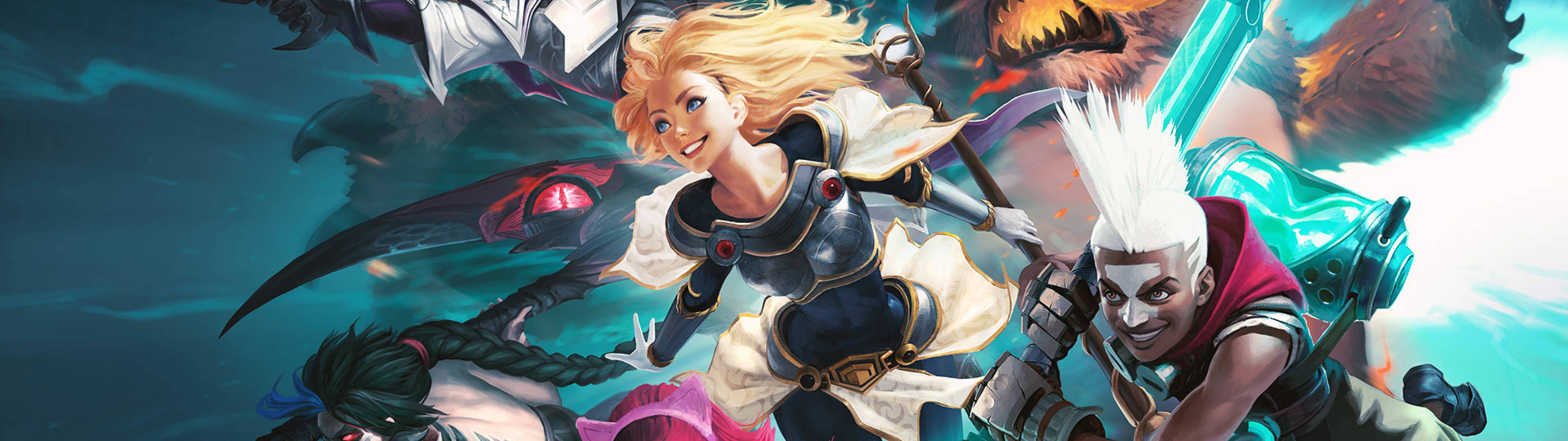 League Of Legends, 5120x1440, fantasy warriors, 5K Desktop Wallpaper