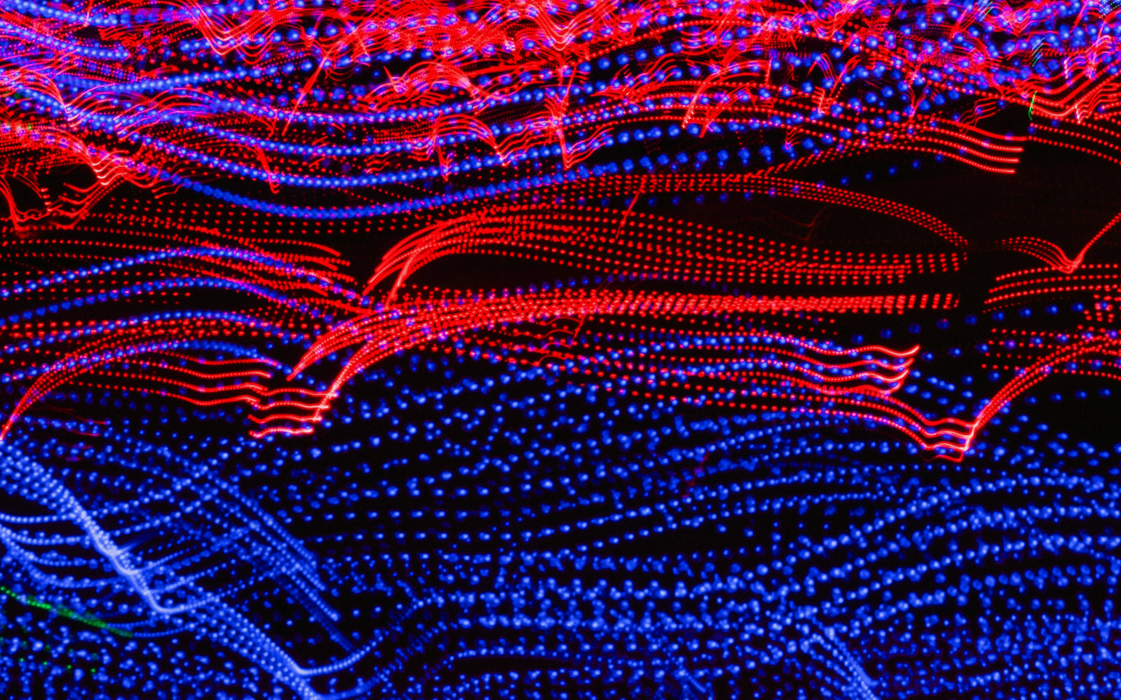 blue, red, light trails, 4K Desktop Wallpaper