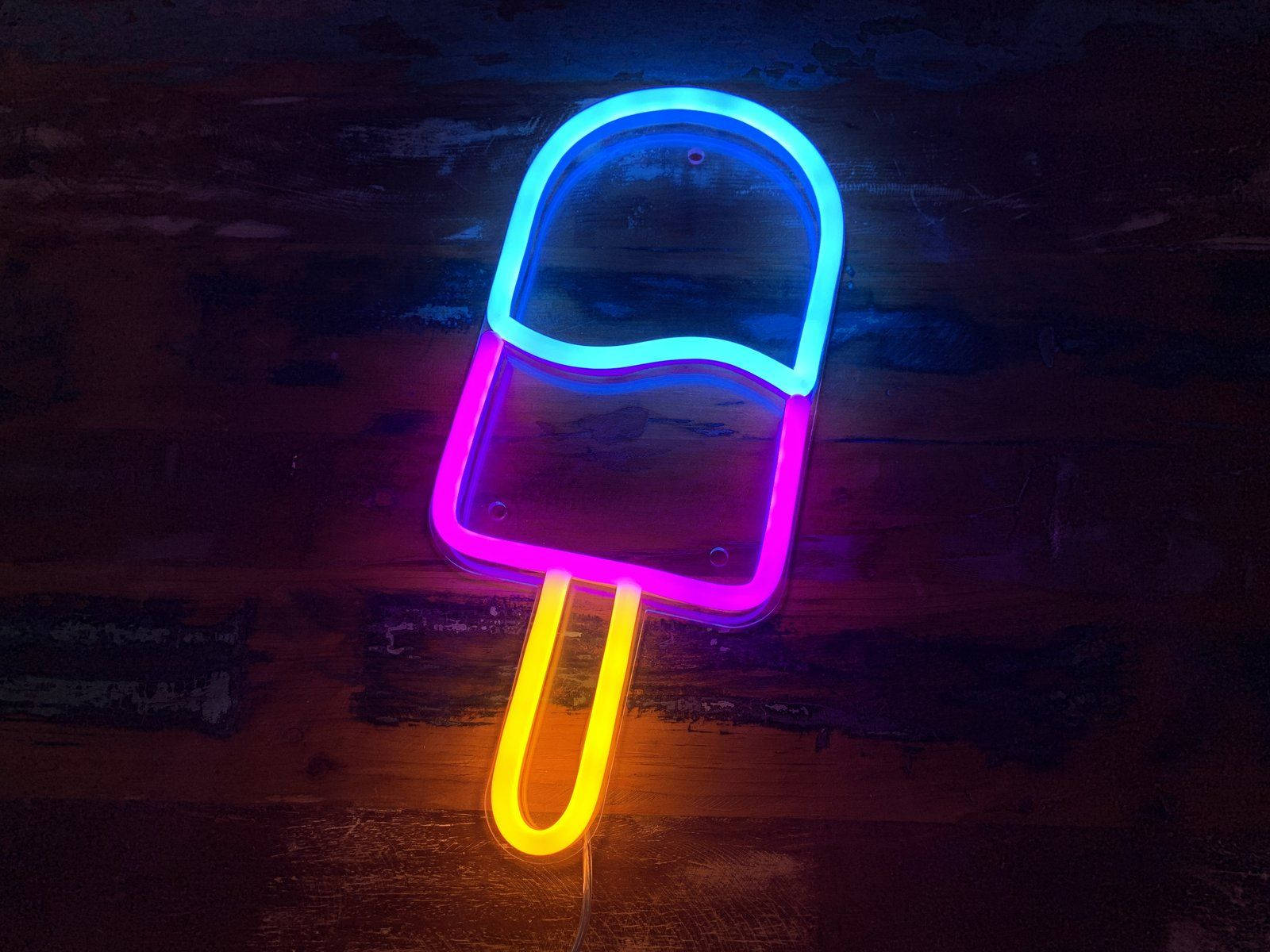Cool LED, popsicle, neon sign, HD Desktop Wallpaper