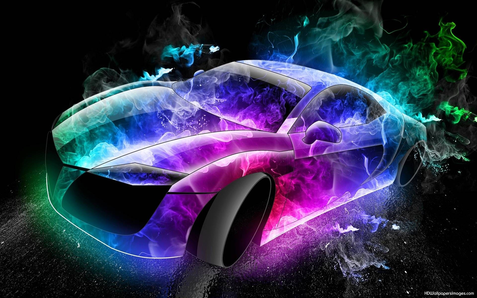Cool LED Car Art, neon energy, electric blue, Full HD Desktop Wallpaper