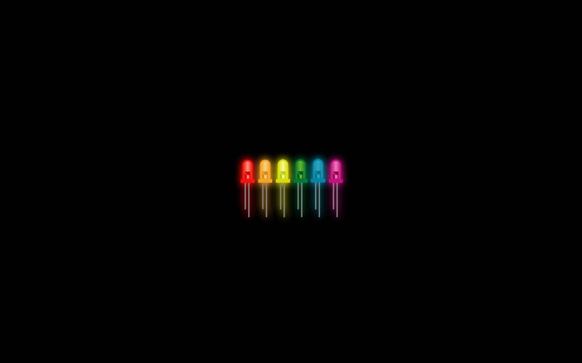 Cool LED, rainbow-colored LED lights, black background, Full HD Desktop Wallpaper