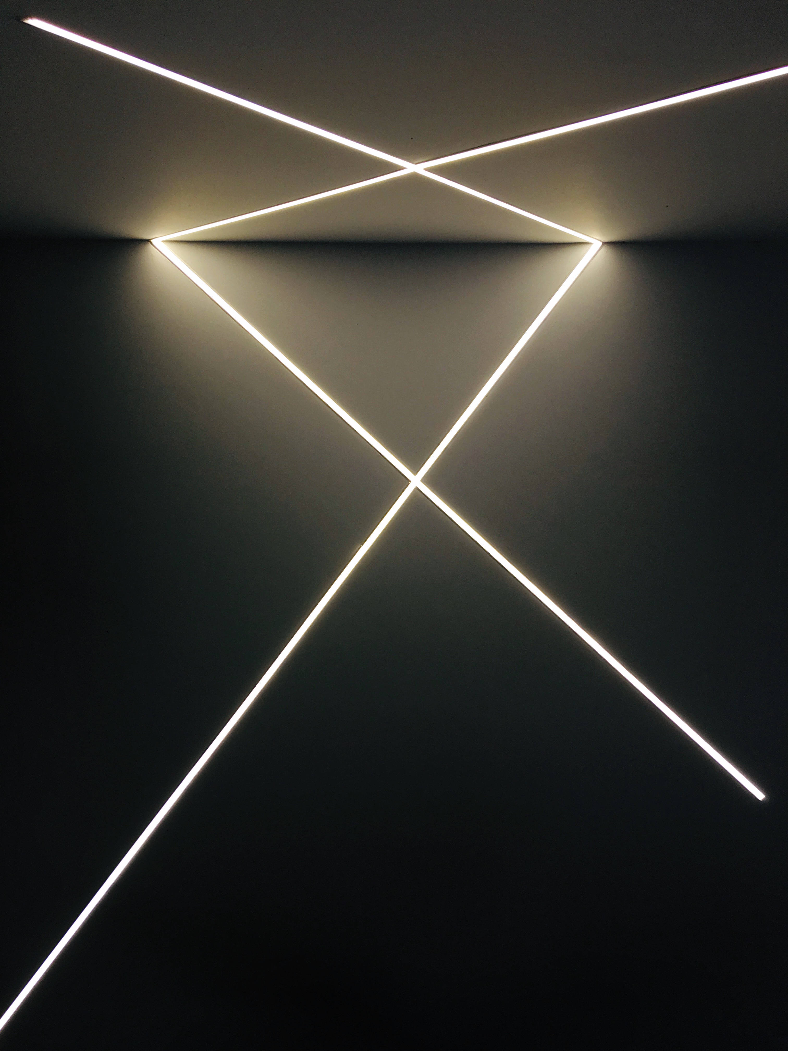 neon tubes, glowing white, dark wall, 4K Phone Wallpaper