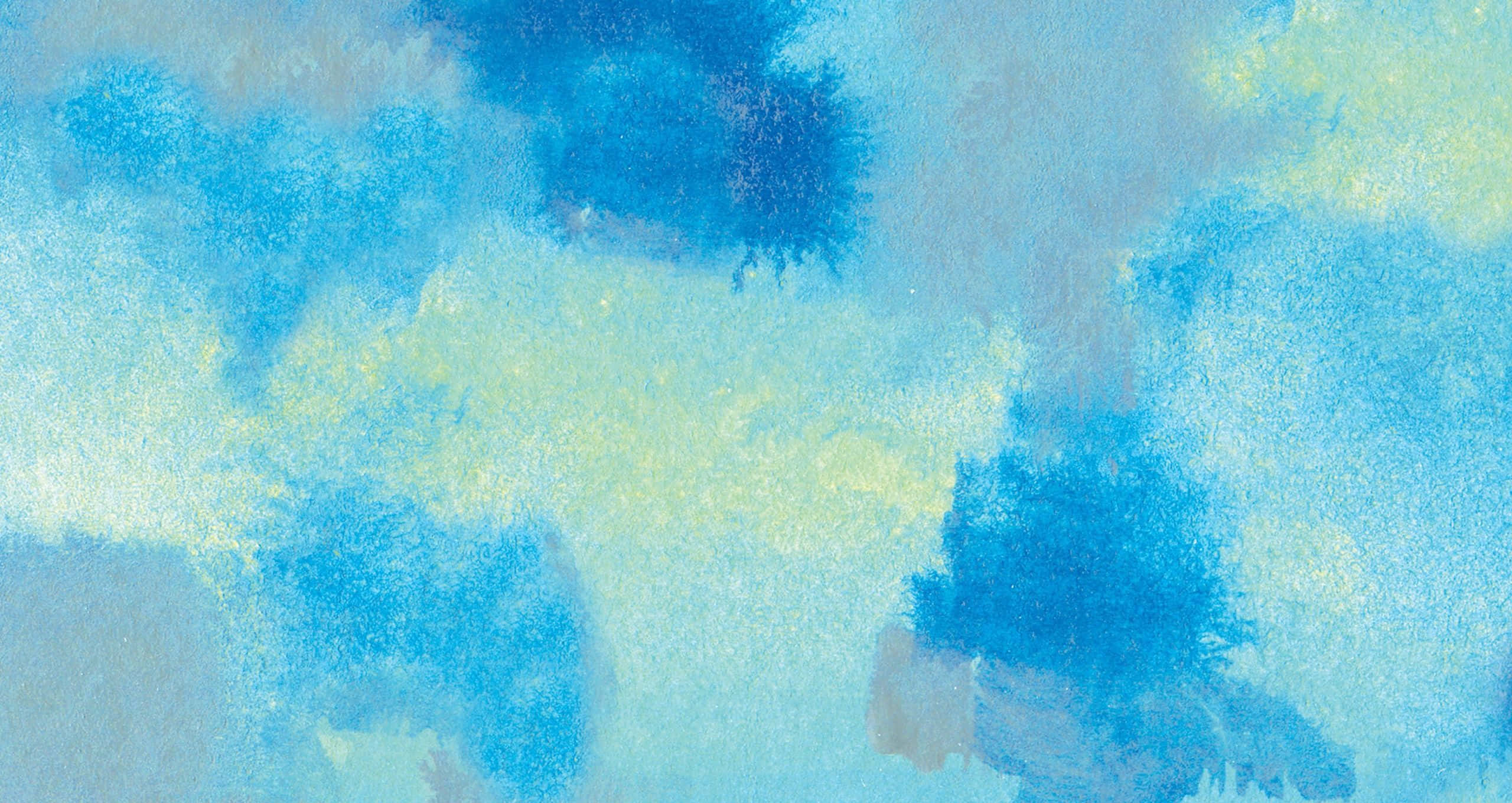Cool Light Blue, soft blue, yellow watercolor washes, 2K Desktop Wallpaper