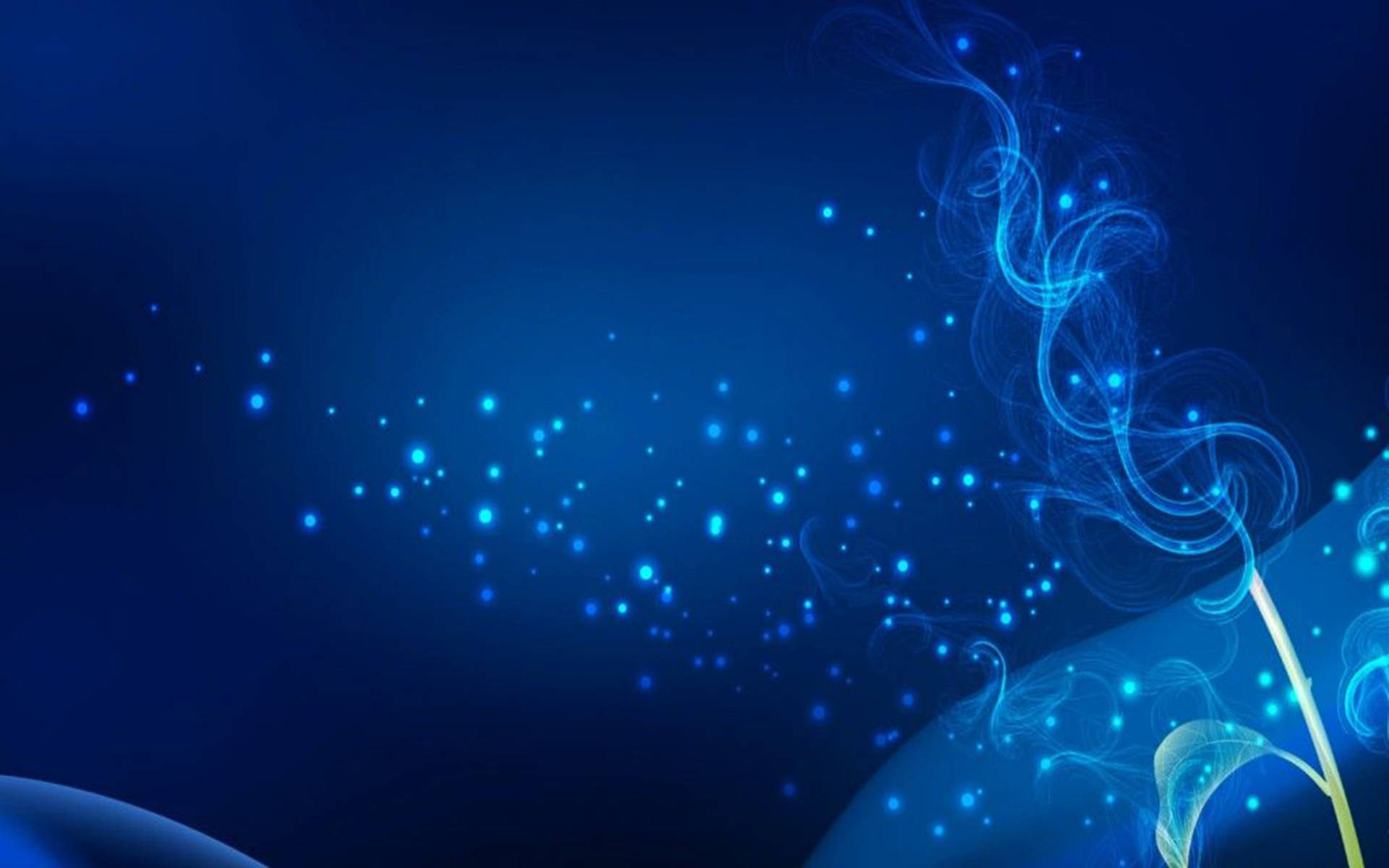 Pretty Blue Flower, glowing blue particles, swirling light trails, Full HD Desktop Wallpaper