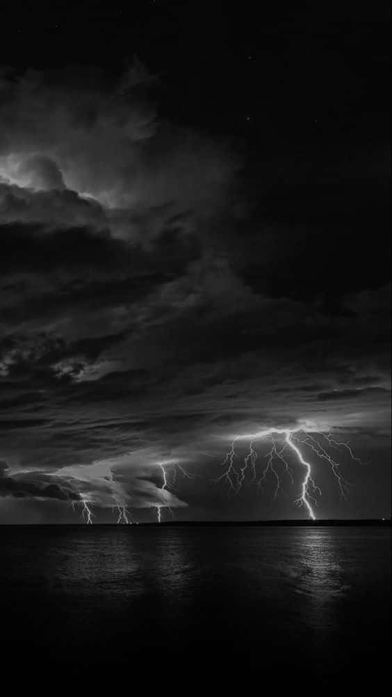 electric blue lightning, night sky, dark sky, SD Phone Wallpaper