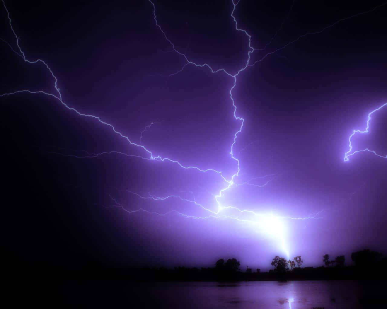 Cool Lightning, purple lightning, dark sky, HD Desktop Wallpaper