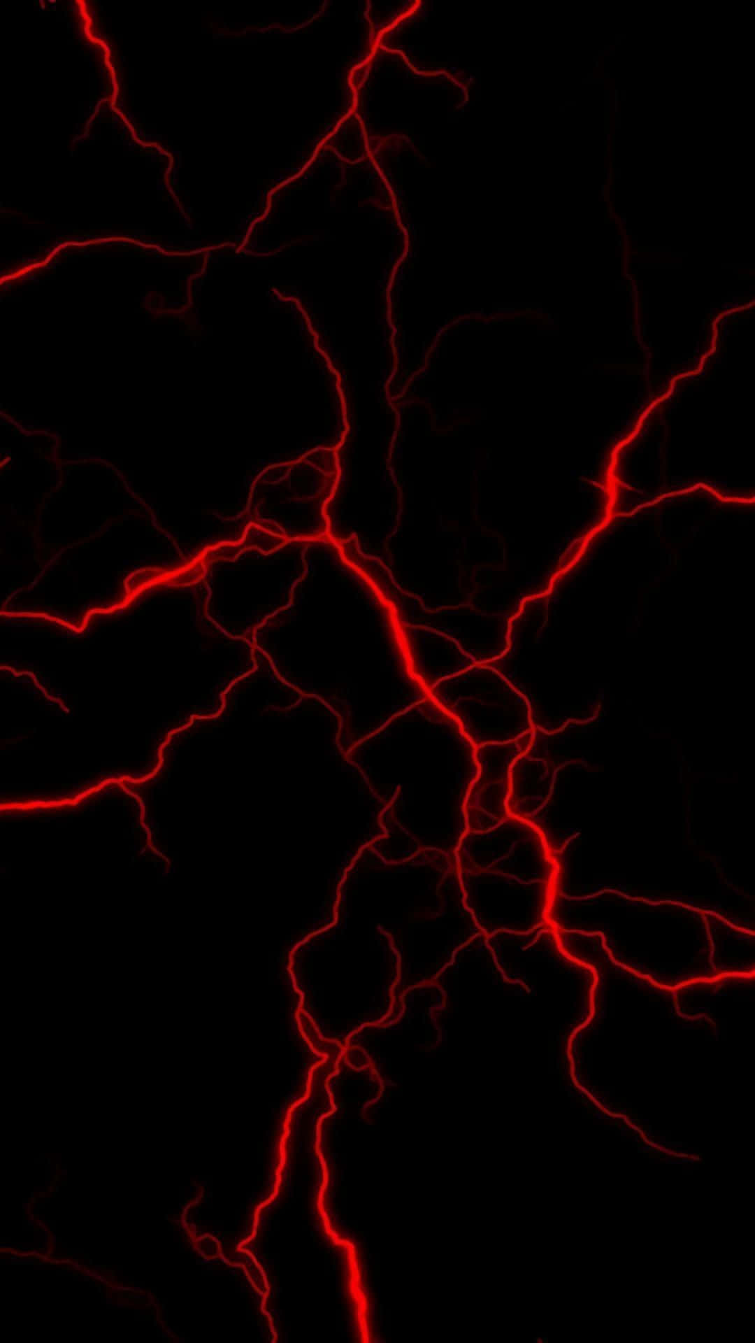 Cool Lightning, vivid red lightning bolts, pitch black void, Full HD Phone Wallpaper