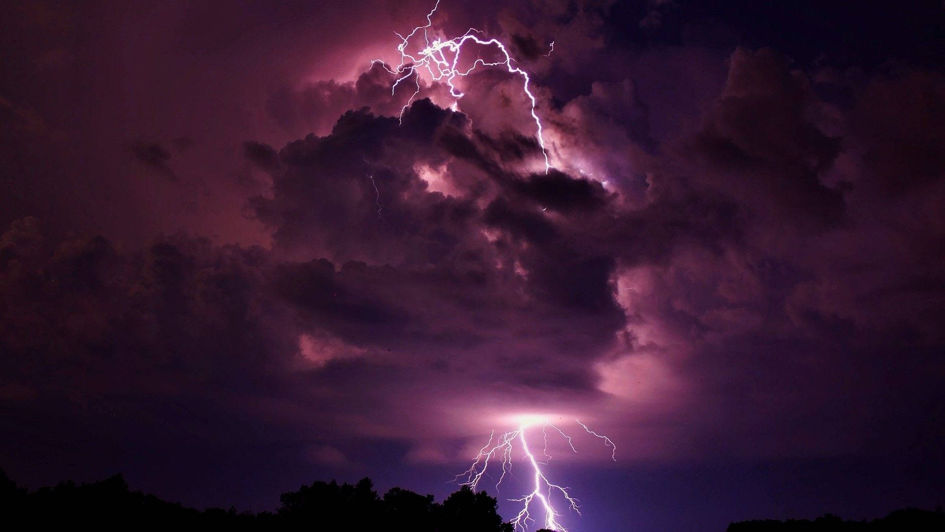 Aesthetic Lightning, Red Aesthetic Lightning Cloud Storm, purple storm sky, Full HD Desktop Wallpaper