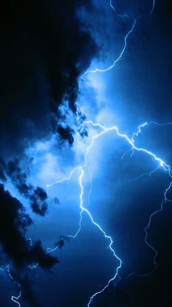 Cool Lightning, stormy night sky, intense blue lightning, SD Phone Wallpaper