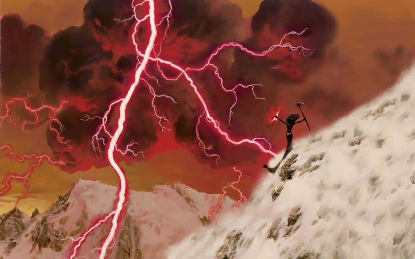 Cool Lightning, red lightning, stormy sky, HD Desktop Wallpaper