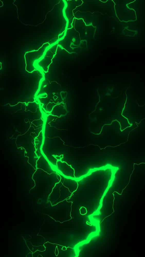 Cool Lightning, neon green, pitch black void, SD Phone Wallpaper