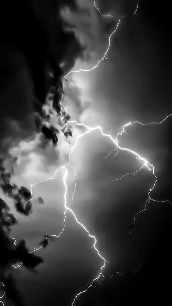 Cool Lightning, white lightning, monochrome storm sky, SD Phone Wallpaper