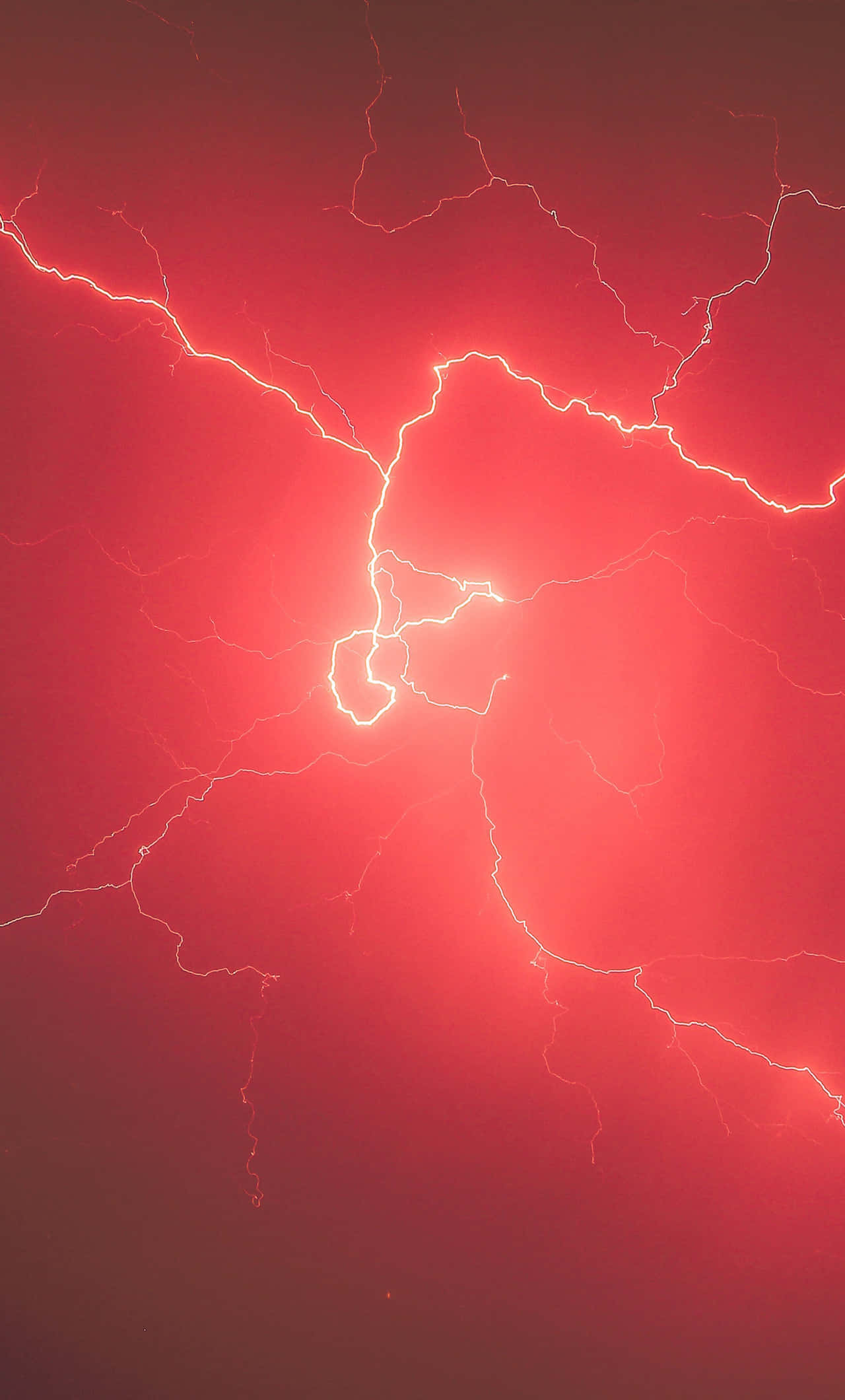 red lightning, white lightning, deep crimson sky, Full HD Phone Wallpaper