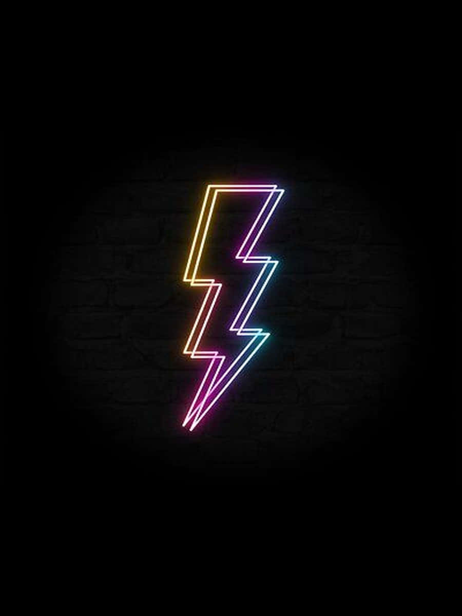 neon lightning bolt, black background, vibrant rainbow neon, SD Phone Wallpaper