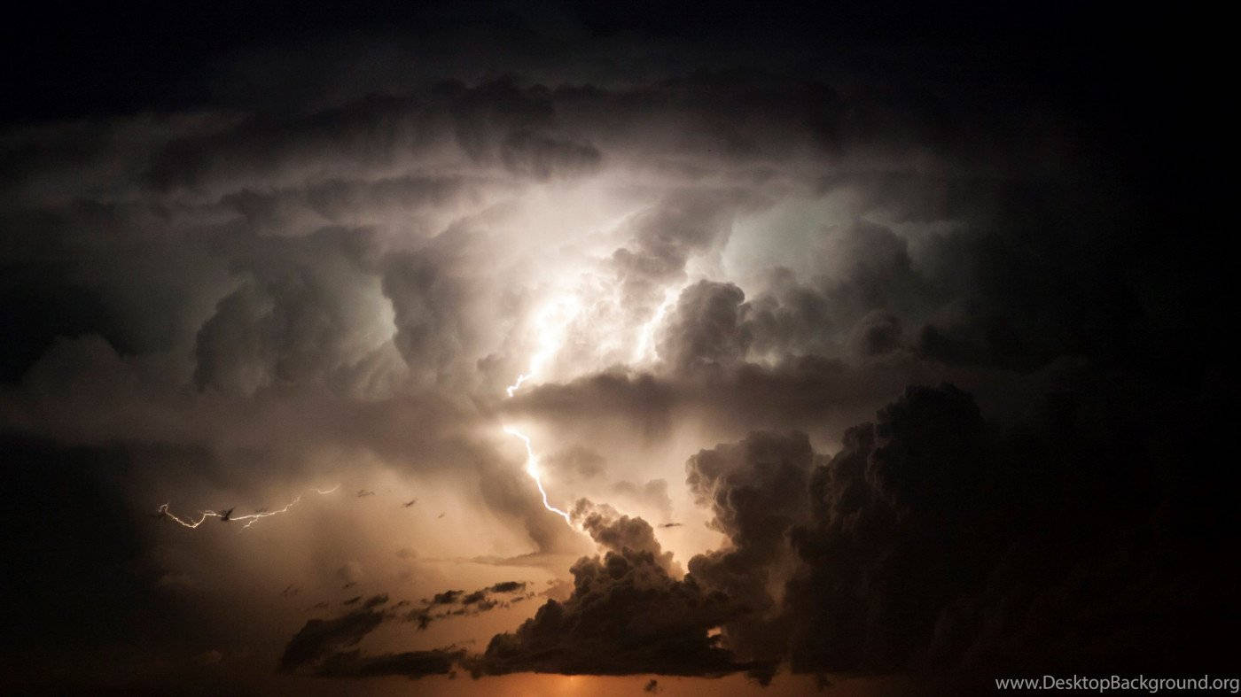 Lightning, Thunderstorm, Night Sky, HD Desktop Wallpaper