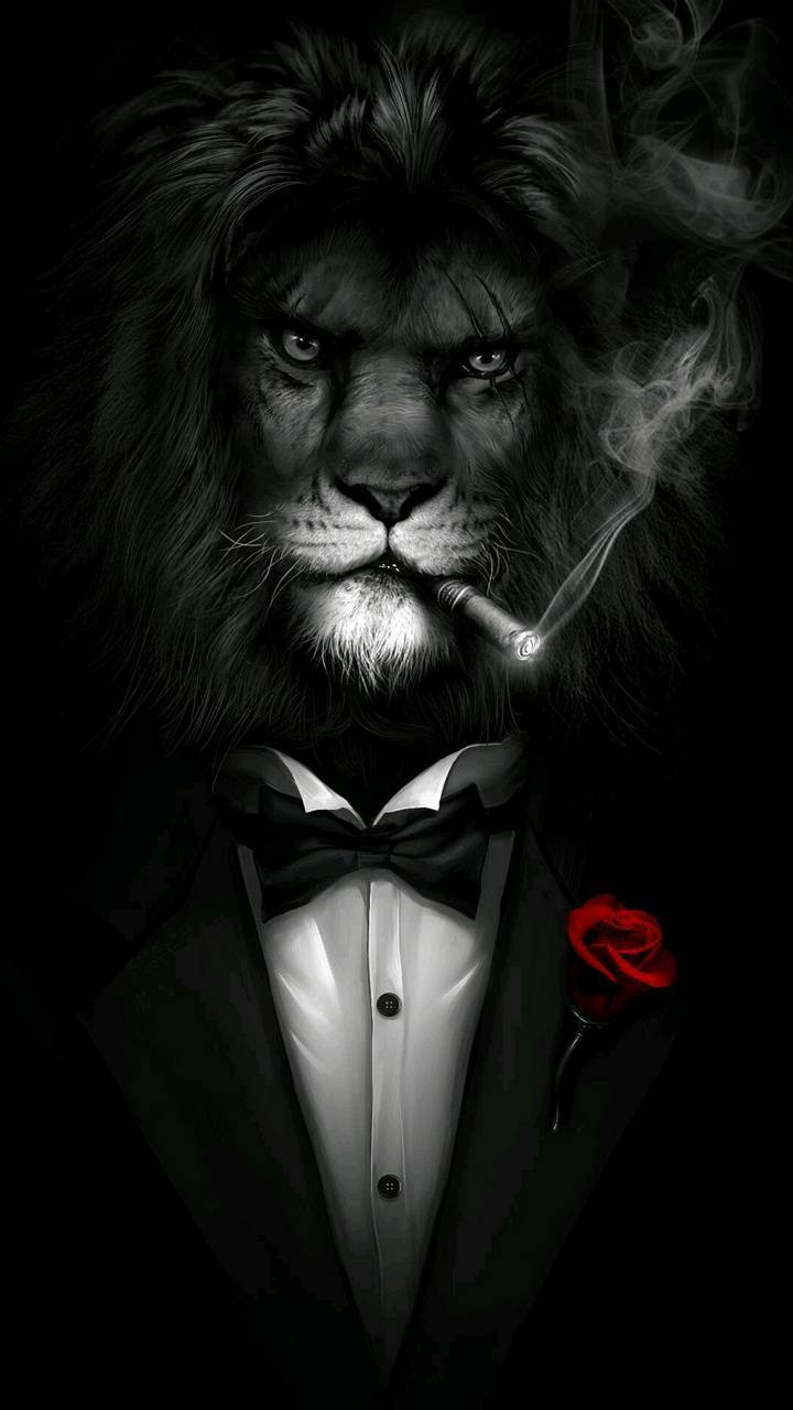 Cool Lion, black white tuxedo, tuxedo, HD Phone Wallpaper