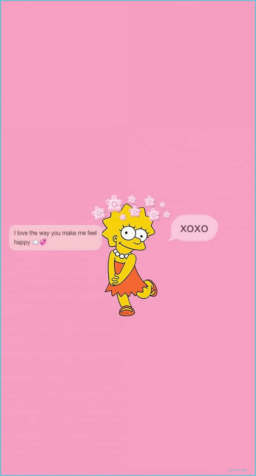 Lisa Simpson, red dress, floating flowers, HD Phone Wallpaper