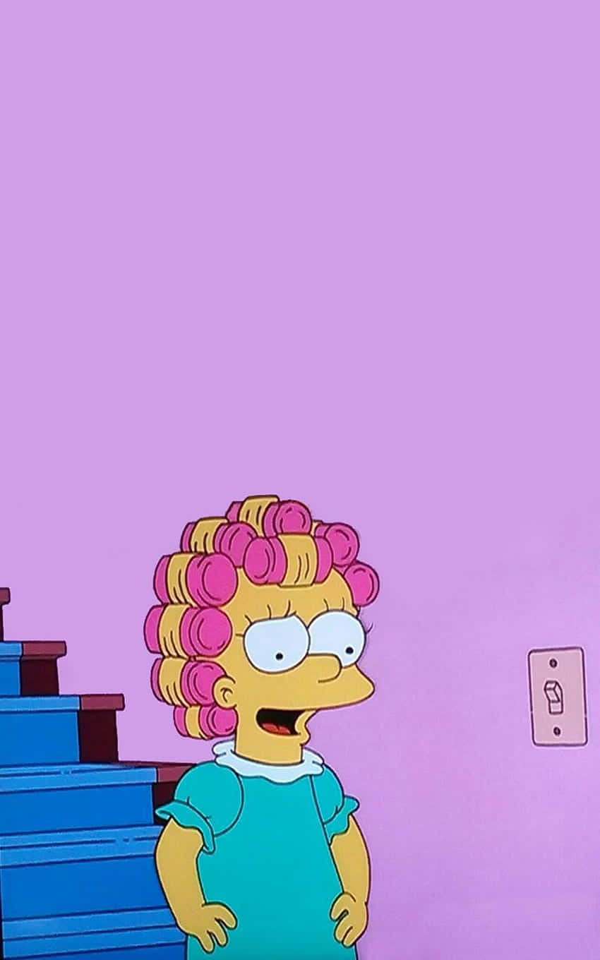 Lisa Simpson, pink hair rollers, purple room, HD Phone Wallpaper