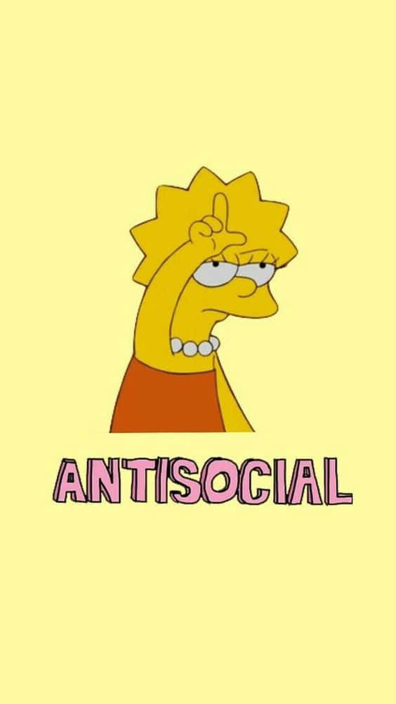 Lisa Simpson, pale yellow background, bold pink text, SD Phone Wallpaper