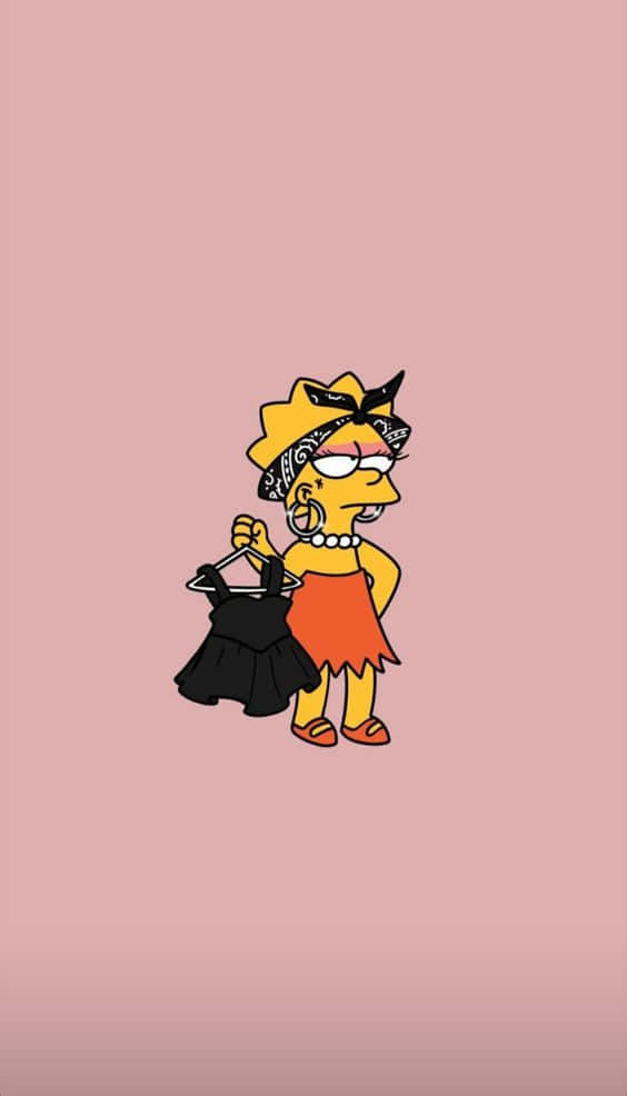 Lisa Simpson, punk outfit, black dress, SD Phone Wallpaper