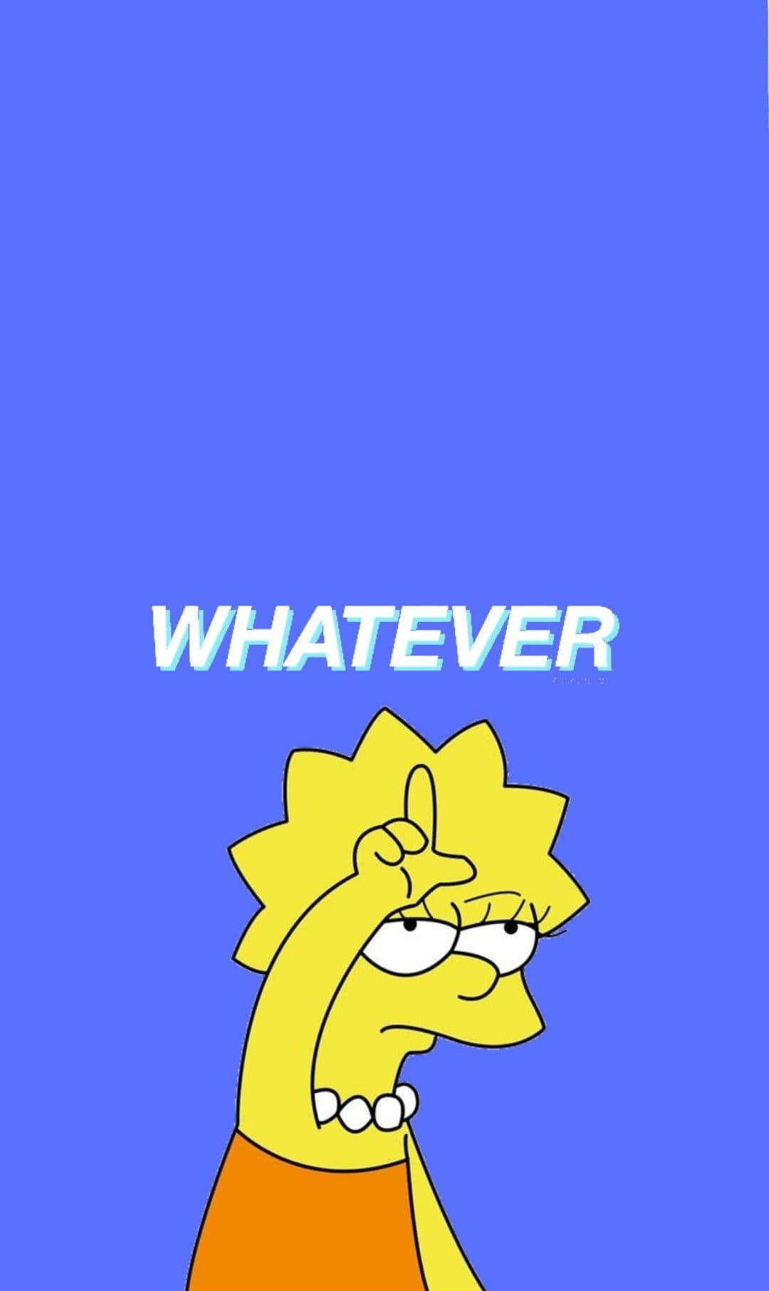 Lisa Simpson, WHATEVER, solid blue background, HD Phone Wallpaper