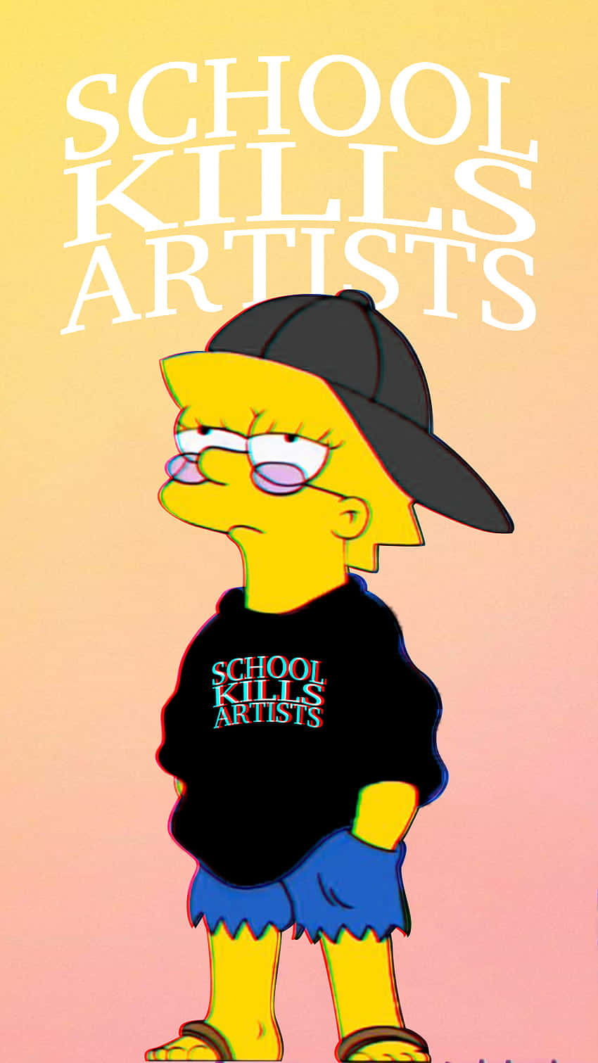 Lisa Simpson, SCHOOL KILLS ARTISTS, black cap, HD Phone Wallpaper