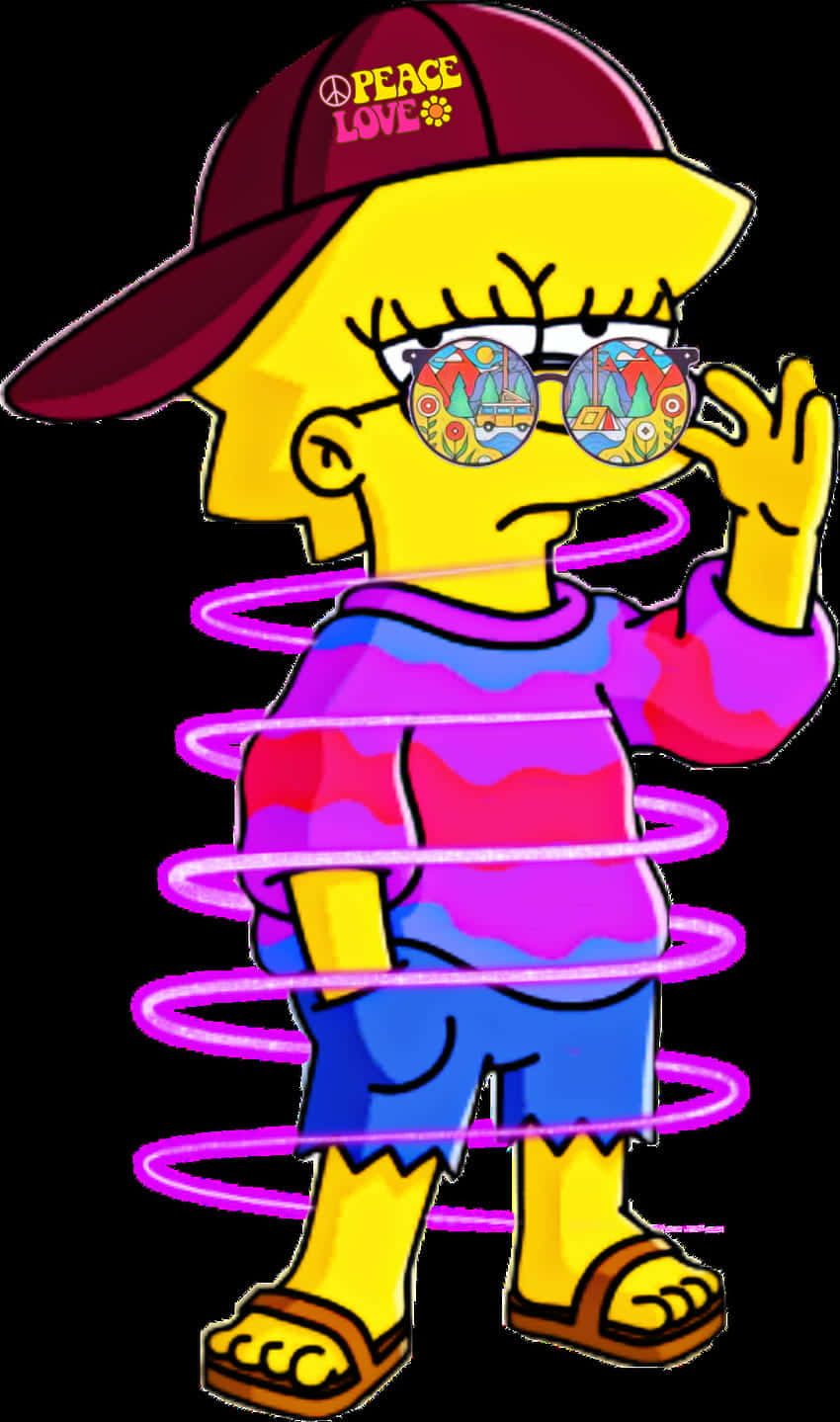 Lisa Simpson, maroon cap, tie-dye shirt, HD Phone Wallpaper