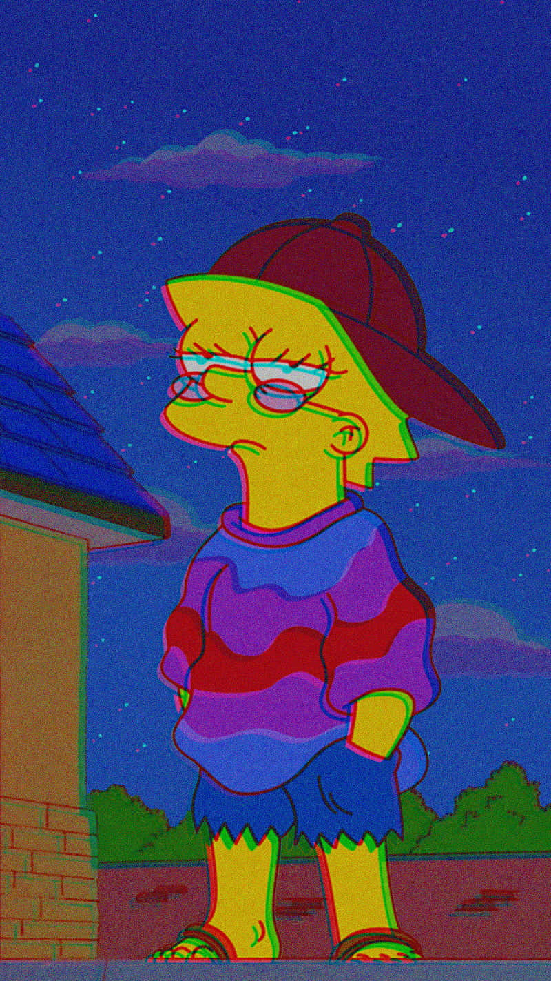 Lisa Simpson, night, starry sky, HD Phone Wallpaper