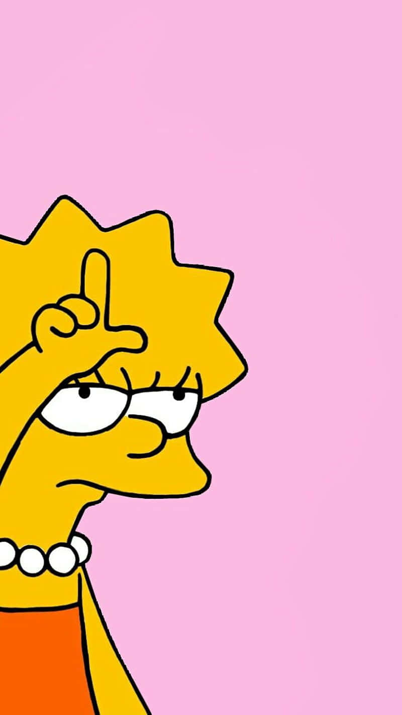 Lisa Simpson, pink background, bold cartoon style, HD Phone Wallpaper