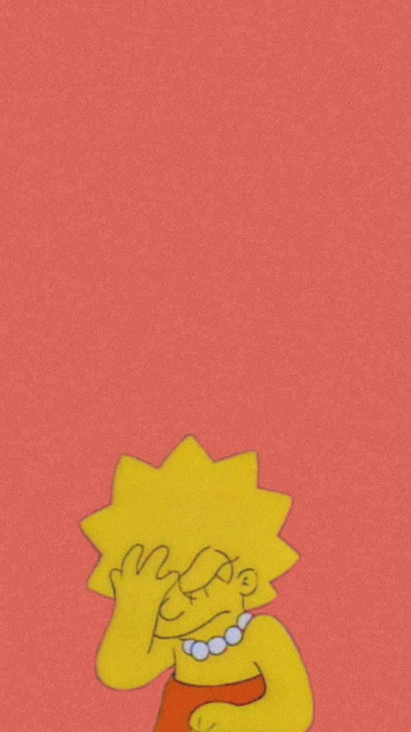 Lisa Simpson, peace sign, coral pink, HD Phone Wallpaper