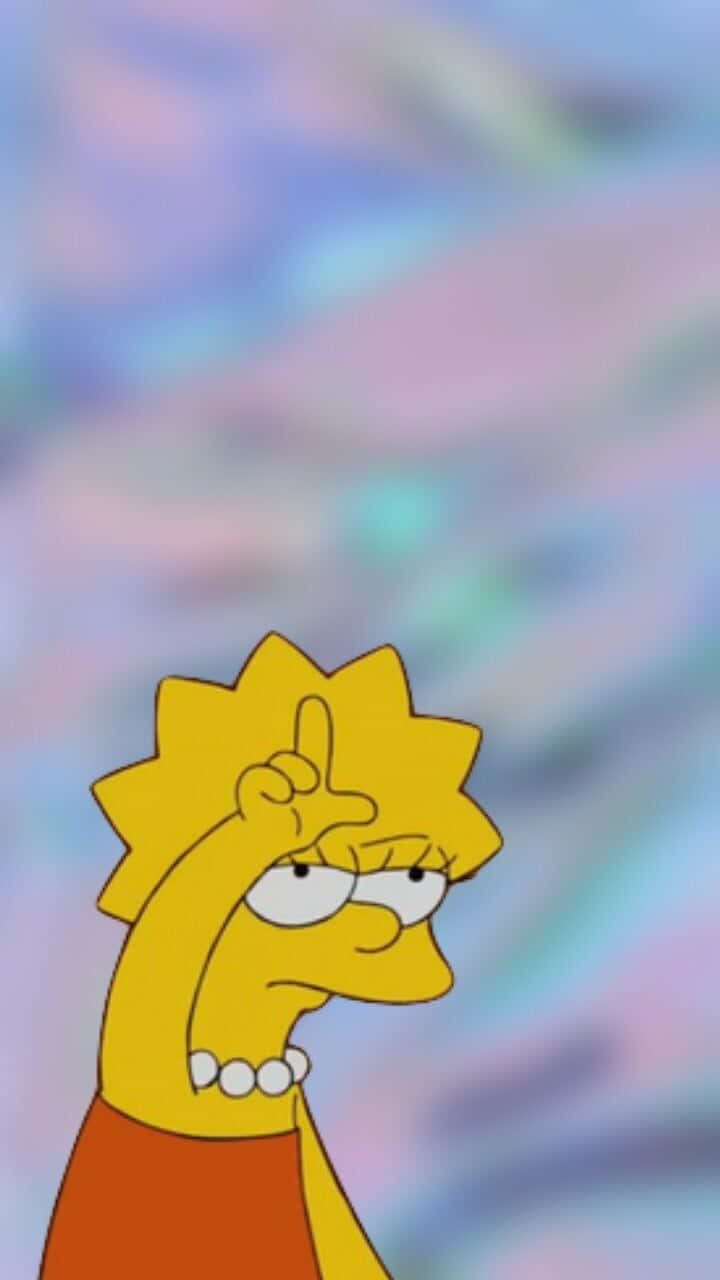 Lisa Simpson, rude gesture, soft pastel blurred background, HD Phone Wallpaper