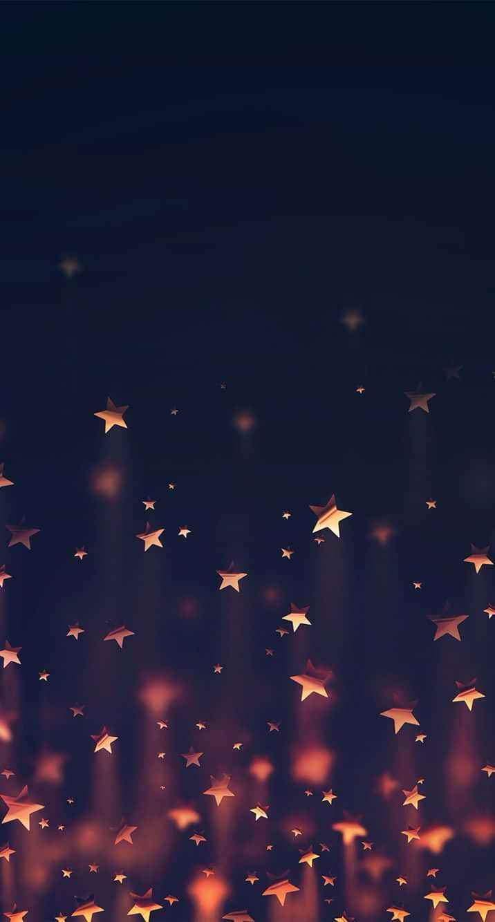golden stars, dark blue night sky, soft glowing trails, HD Phone Wallpaper
