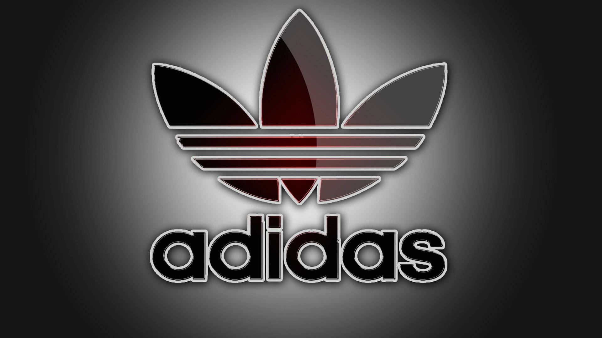 adidas, metallic silver trim, deep red gradient, Full HD Desktop Wallpaper