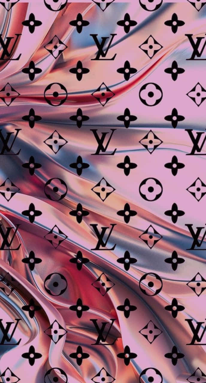 Louis Vuitton, monogram logos, metallic pink, HD Phone Wallpaper