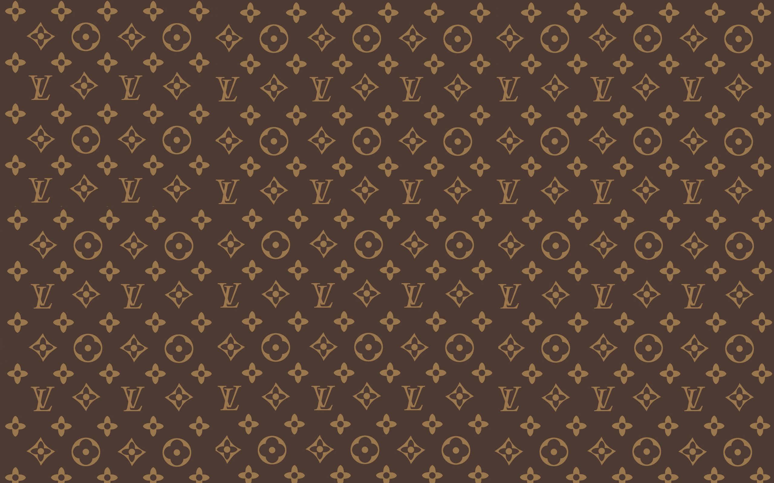 Louis Vuitton, gold LV logos, floral motifs, 2K Desktop Wallpaper