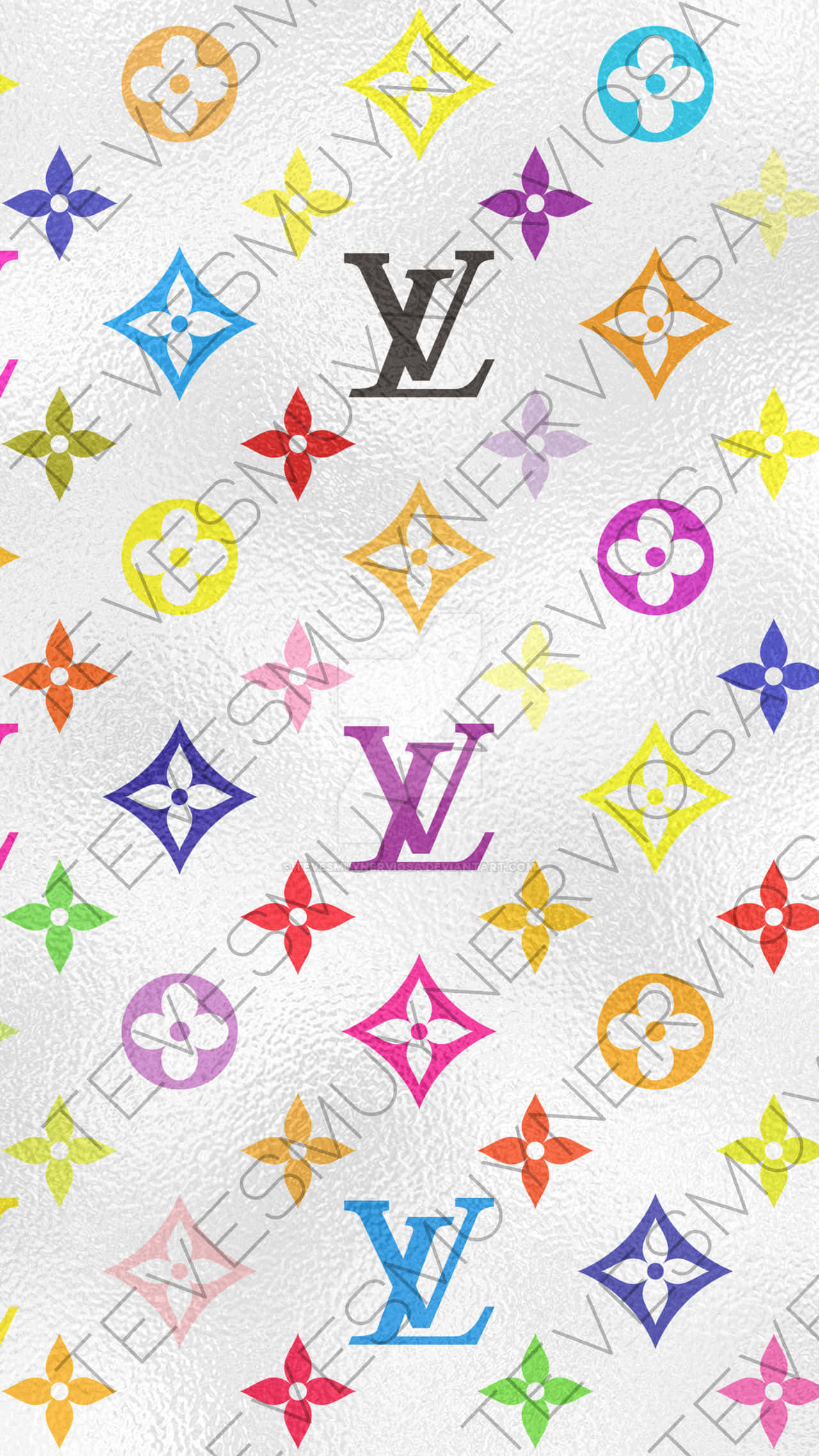 Louis Vuitton, monogram patterns, textured white leather background, Full HD Phone Wallpaper