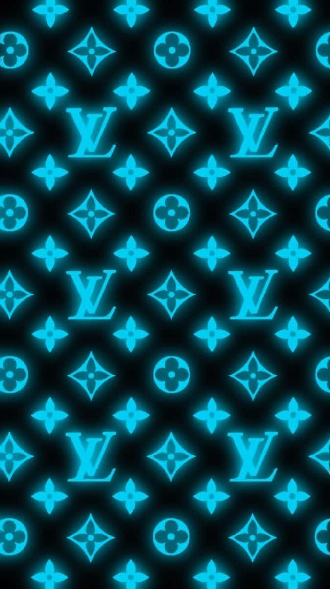 Louis Vuitton, cyan, monogram pattern, SD Phone Wallpaper