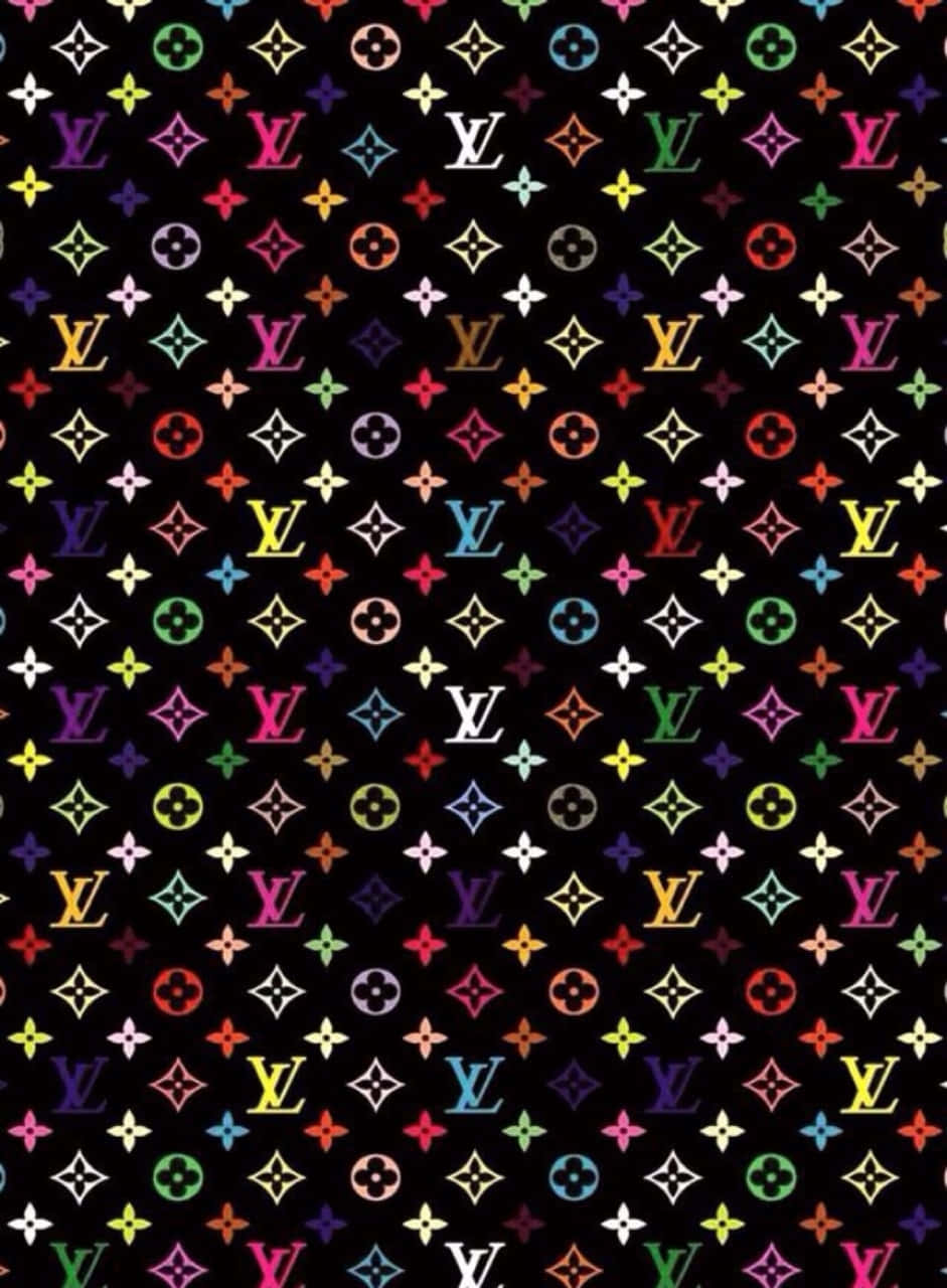 Louis Vuitton, multicolored Louis Vuitton monogram logos, black background, HD Phone Wallpaper