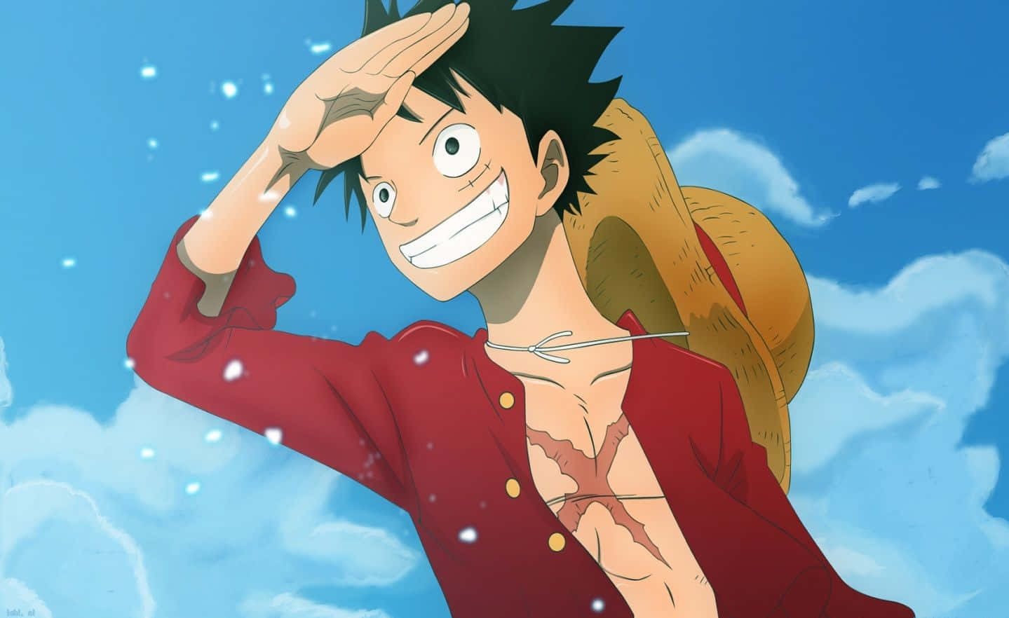 Cool Luffy, straw hat, red shirt, HD Desktop Wallpaper