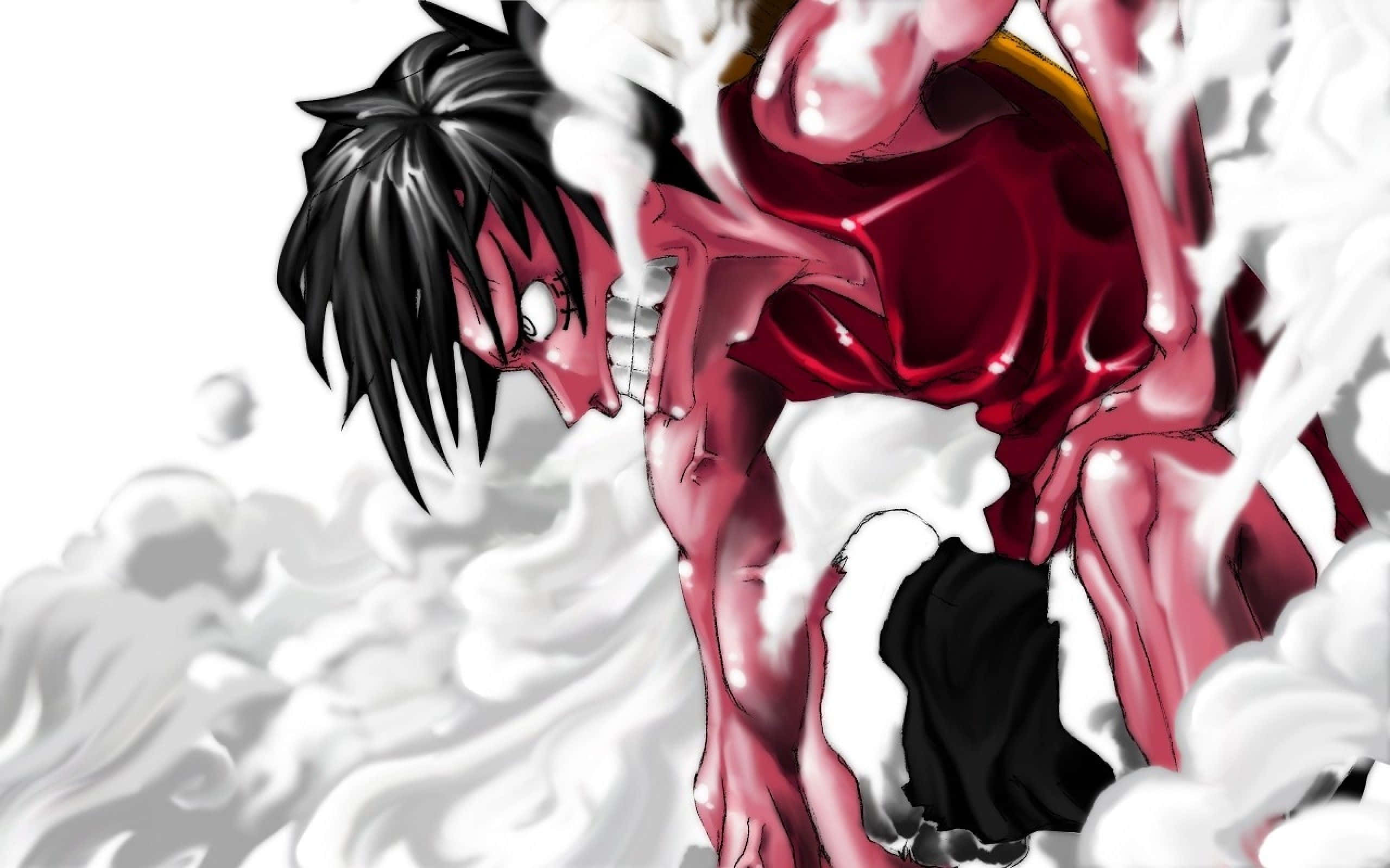 Cool Luffy, red armor, muscular anime character, 2K Desktop Wallpaper