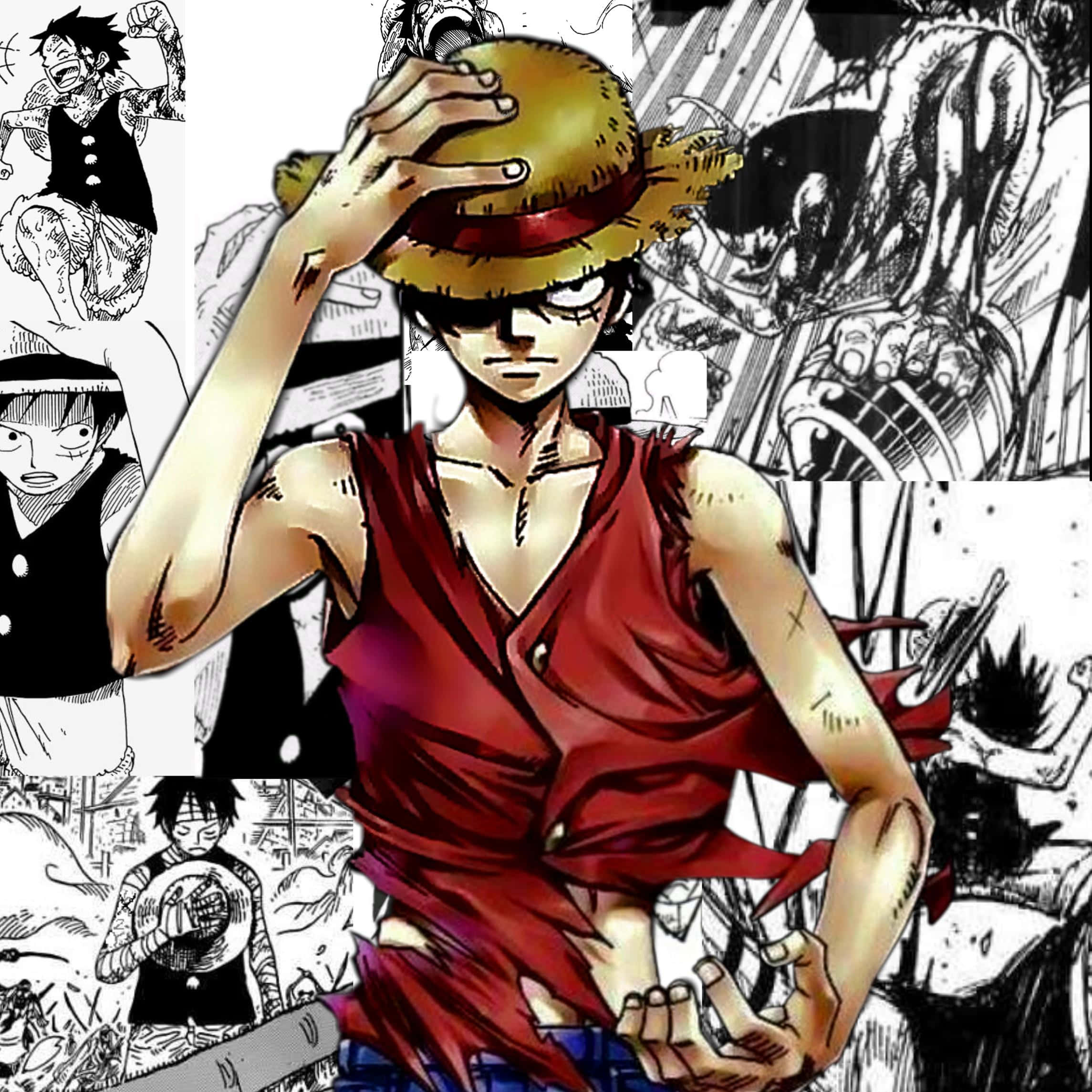 Cool Luffy, straw hat, red vest, Full HD Desktop Wallpaper