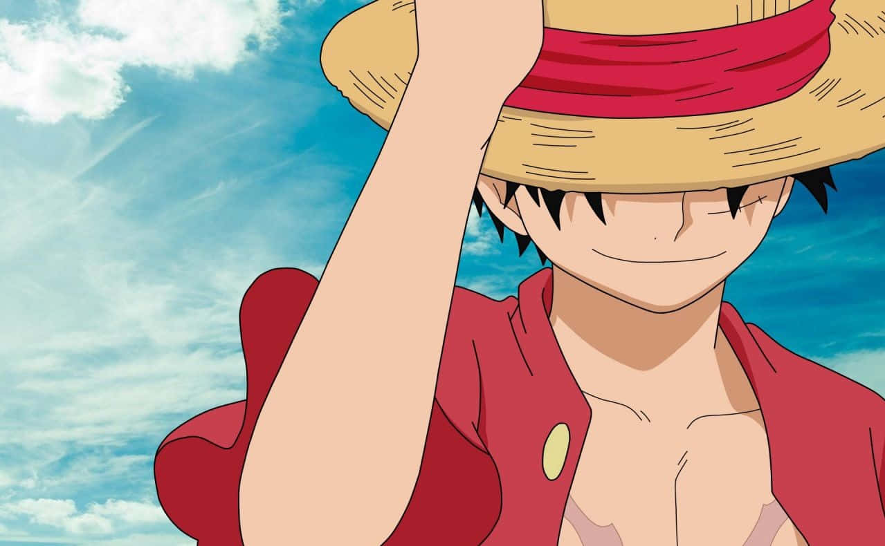 Cool Luffy, straw hat, red shirt, SD Desktop Wallpaper
