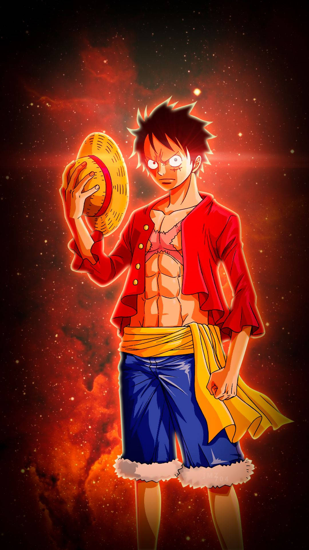 Luffy, straw hat, spiky hair, Full HD Phone Wallpaper